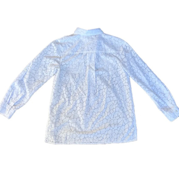 Dana Buchman Sheer Patterned White Button Down Size Medium - Picture 3 of 10